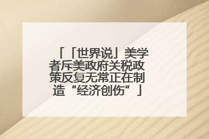 「世界说」美学者斥美政府关税政策反复无常正在制造“经济创伤”