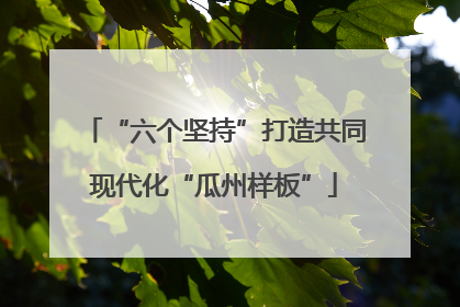 “六个坚持”打造共同现代化“瓜州样板”