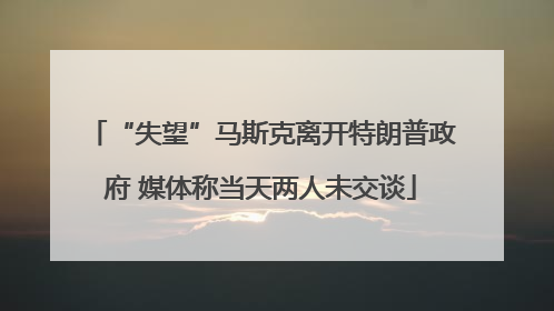 “失望”马斯克离开特朗普政府 媒体称当天两人未交谈