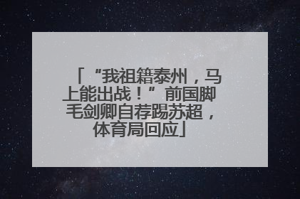 “我祖籍泰州，马上能出战！”前国脚毛剑卿自荐踢苏超，体育局回应
