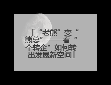 “老熊”变“熊总”——看“个转企”如何转出发展新空间