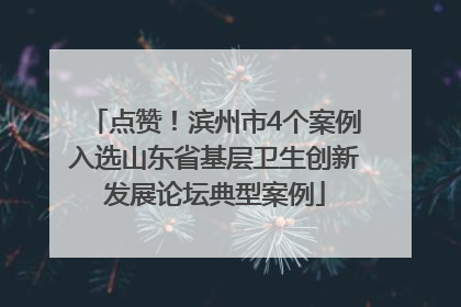 点赞！滨州市4个案例入选山东省基层卫生创新发展论坛典型案例