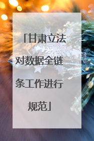 甘肃立法对数据全链条工作进行规范