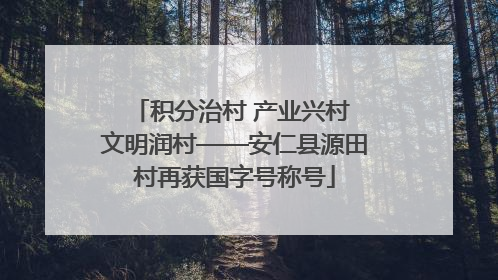 积分治村 产业兴村 文明润村——安仁县源田村再获国字号称号