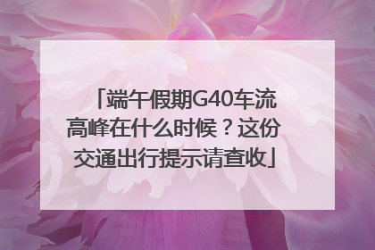 端午假期G40车流高峰在什么时候？这份交通出行提示请查收
