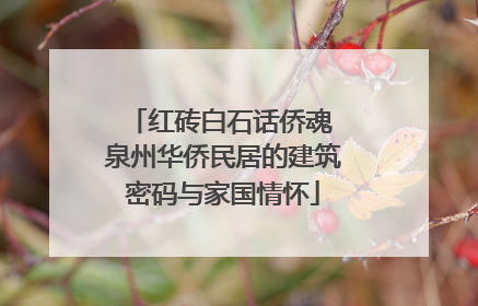 红砖白石话侨魂 泉州华侨民居的建筑密码与家国情怀