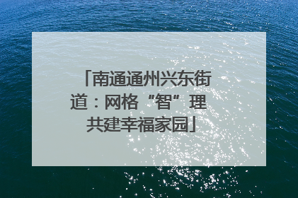 南通通州兴东街道：网格“智”理 共建幸福家园
