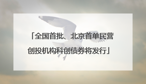 全国首批、北京首单民营创投机构科创债券将发行