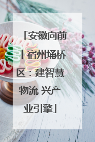 安徽向前丨宿州埇桥区：建智慧物流 兴产业引擎