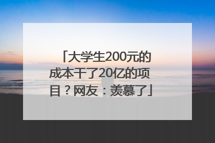 大学生200元的成本干了20亿的项目？网友：羡慕了