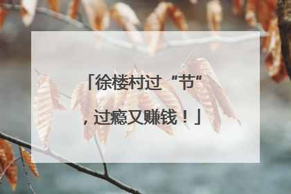 徐楼村过“节”，过瘾又赚钱！