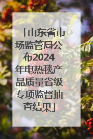 山东省市场监管局公布2024年电热毯产品质量省级专项监督抽查结果