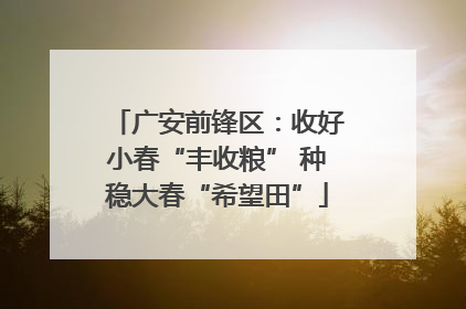 广安前锋区：收好小春“丰收粮” 种稳大春“希望田”