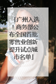 广州入选！商务部公布全国首批零售业创新提升试点城市名单