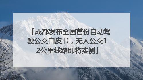 成都发布全国首份自动驾驶公交白皮书，无人公交12公里线路即将实测