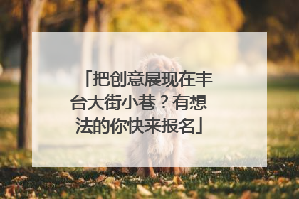 把创意展现在丰台大街小巷？有想法的你快来报名