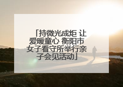 持微光成炬 让爱暖童心 衡阳市女子看守所举行亲子会见活动