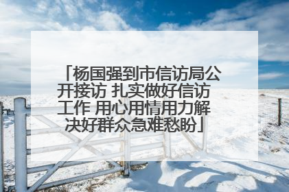 杨国强到市信访局公开接访 扎实做好信访工作 用心用情用力解决好群众急难愁盼