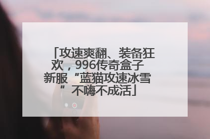 攻速爽翻、装备狂欢，996传奇盒子新服“蓝猫攻速冰雪”不嗨不成活