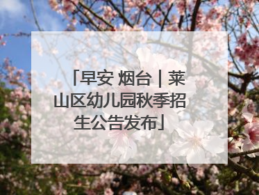 早安 烟台｜莱山区幼儿园秋季招生公告发布