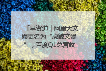 早资道｜阿里大文娱更名为“虎鲸文娱”；百度Q1总营收325亿元超预期