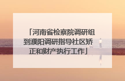 河南省检察院调研组到濮阳调研指导社区矫正和财产执行工作