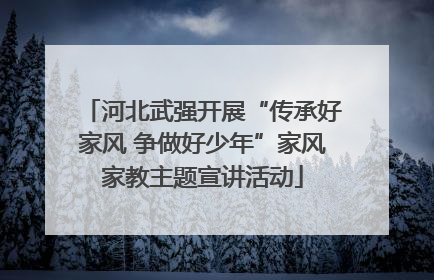 河北武强开展“传承好家风 争做好少年”家风家教主题宣讲活动