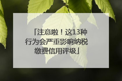 注意啦！这13种行为会严重影响纳税缴费信用评级