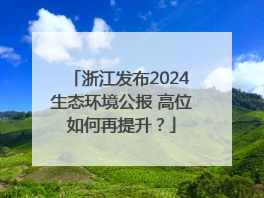 浙江发布2024生态环境公报 高位如何再提升？