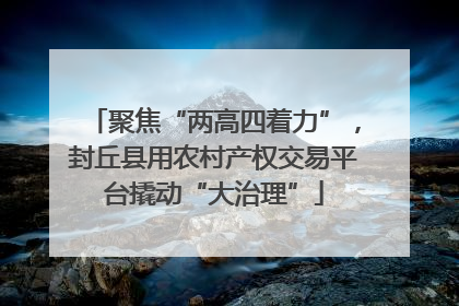 聚焦“两高四着力”，封丘县用农村产权交易平台撬动“大治理”