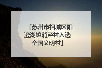 苏州市相城区阳澄湖镇消泾村入选全国文明村