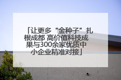 让更多“金种子”扎根成都 高价值科技成果与300余家优质中小企业精准对接