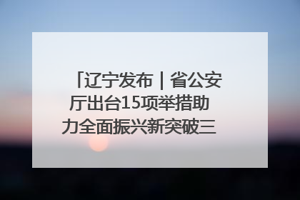 辽宁发布｜省公安厅出台15项举措助力全面振兴新突破三年行动决胜之战