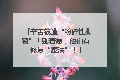 辛苦钱遭“粉碎性撕裂”！别着急，他们有修复“魔法”！
