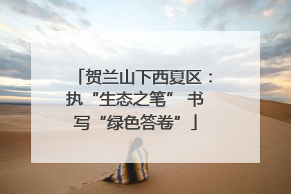 贺兰山下西夏区：执“生态之笔” 书写“绿色答卷”