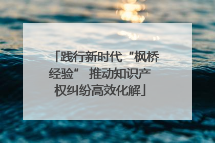 践行新时代“枫桥经验” 推动知识产权纠纷高效化解