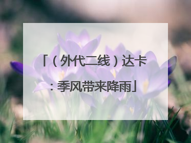 （外代二线）达卡：季风带来降雨