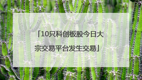 10只科创板股今日大宗交易平台发生交易